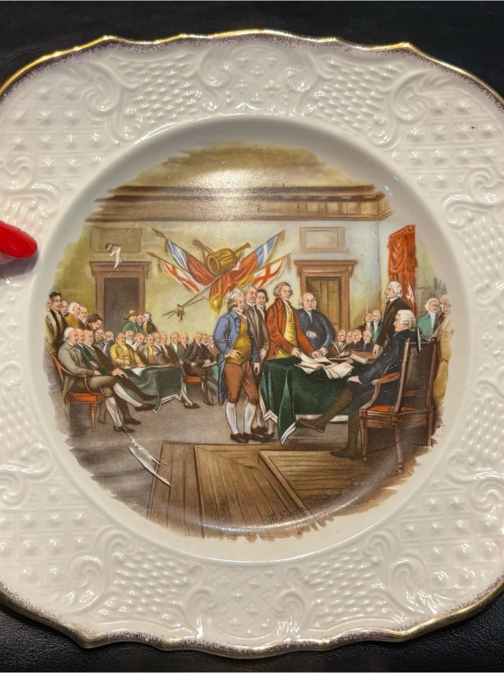 Vintage Sanders Mfg John Trumbull Revolutionary War Plates Set Declaration USA